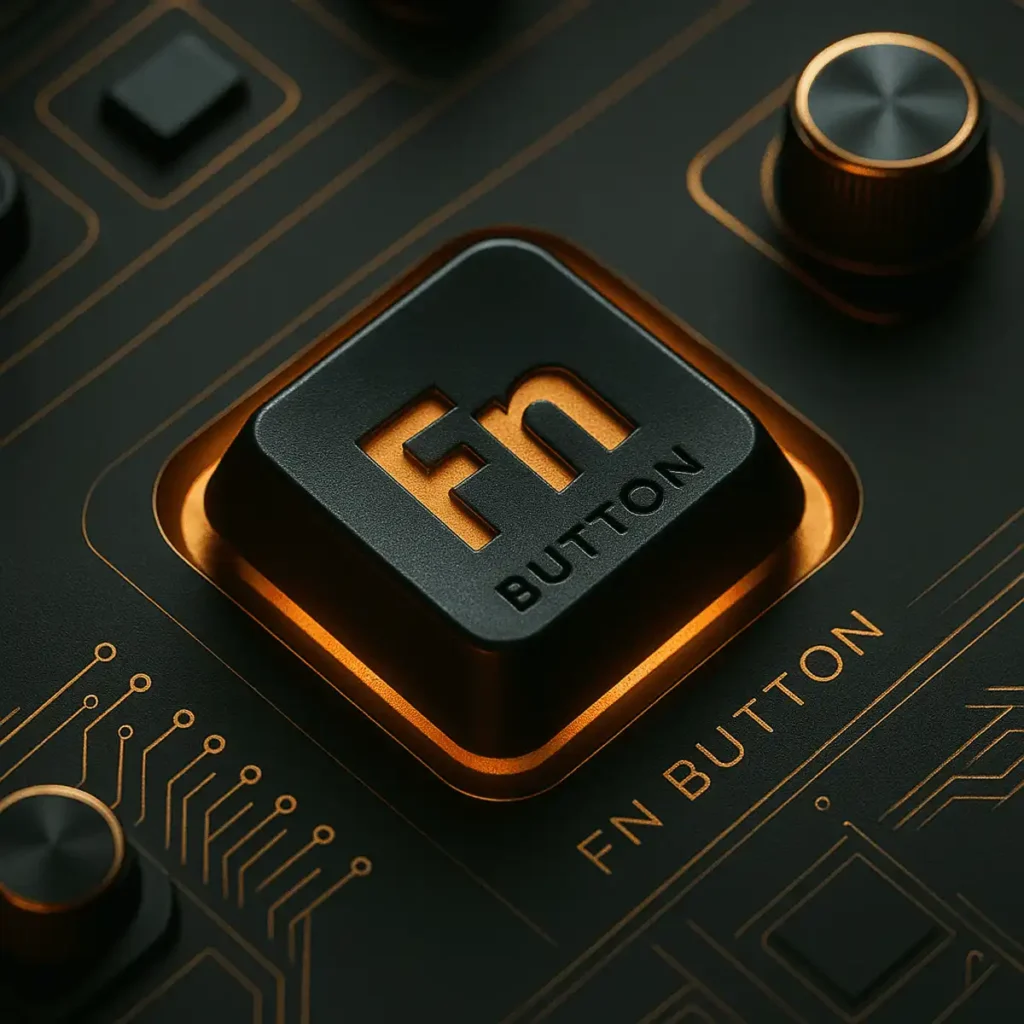 FnButton Circuit Board Logo 3D FnButton logo embedded in a futuristic circuit board design